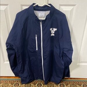 Champion Blue Windbreaker Jacket with Yale Logo and Zipper